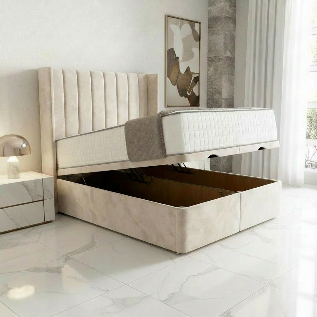 Vienna Ottoman Divan Bed - Cream Plush Velvet